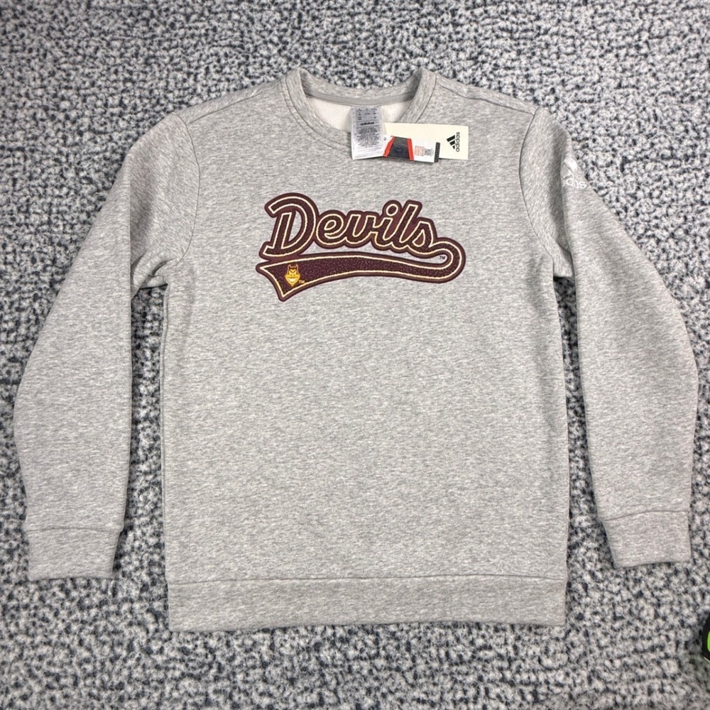 Adidas Devils Sports Team Fleece Crew Sweatshirt Grey Women's Medium NWT